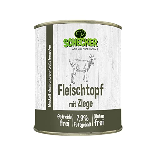 Schecker Nassfutter - Fleischtopf mit Ziege - 6 x 820 g - getreidefrei - glutenfrei - in Deutschland herstellt
