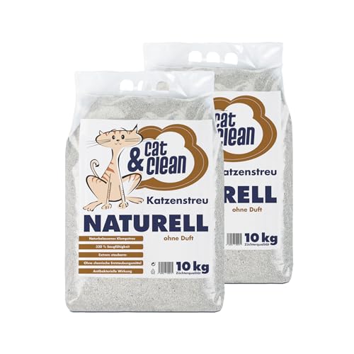 Cat Clean Katzenstreu Der Extraklasse Klumpendes Einstreu Extrem Saugfähig Naturprodukt Aus Bentonit 20Kg Naturell