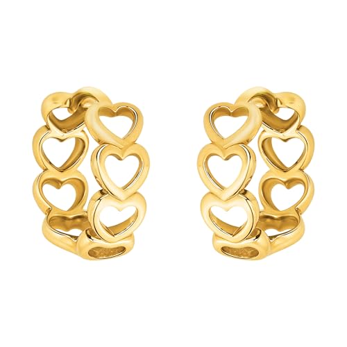 SOFIA MILANI - Damen Ohrringe 925 Silber - vergoldet golden - Herzen Creole - E3049