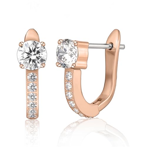 Limerencia Titan Creolen Ohrringe Damen 10mm Medizinische Hypoallergen Hoop Ohrringe mit Glänzendem Zirkonia für empfindliche Ohren Mode Damenschmuck Ros gold