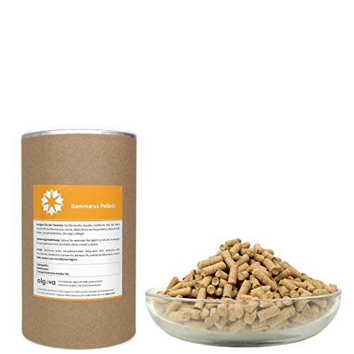 algova Gammarus Pellets 6mm Bachflohkrebse Natur-Sinkfutter für Aquarienfische Cichliden Diskus Welse Teichfische Koi Goldfische Stör Wasserschildkröten Vögel Hühner 600g