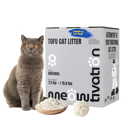 Tofu Katzenstreu - Klumpend Pflanzlich aus Erbsenhülsen Biologisch Abbaubar 99% Staubfrei Optimale Geruchskontrolle Entsorgbar in der Toilette Originalduft 1 x 7 2 kg