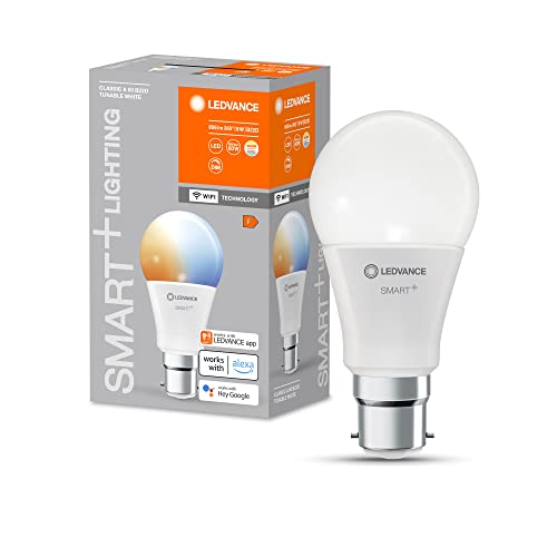 LEDVANCE Smarte LED-Lampe mit WiFi-Technologie für B22d-Sockel matte Optik Lichtfarbe änderbar 2700K-6500K 806 Lumen Ersatz für herkömmliche 60W-Leuchtmittel smart dimmbar 4-er Pack