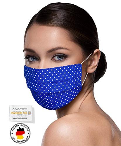 Unisex Stoffmasken Mundschutz Maske Stoff 100% Baumwolle Mund Nasen Schutzmaske mit Motiv Mund und Nasenschutz Maske waschbar ROYAL BLAU