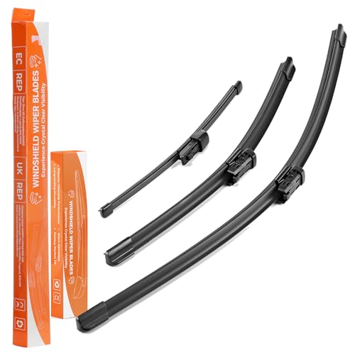 ISINEVER Scheibenwischer Kompatibel mit VW Polo V Typ 6R 6C UP Typ AA 2008-2017 Wischerblätter vorne hinten Komplett Set 3er Set 600mm 400mm 280mm Autoscheibenwischer Heckscheibenwischer