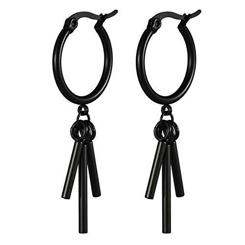 Flongo Damen Ohrringe Herren Ohrstecker Gestüt Stecker Creolen Huggie Ohrhänger Baseballschläger hängend Anhänger Gotik Frauen Männer Schwarz