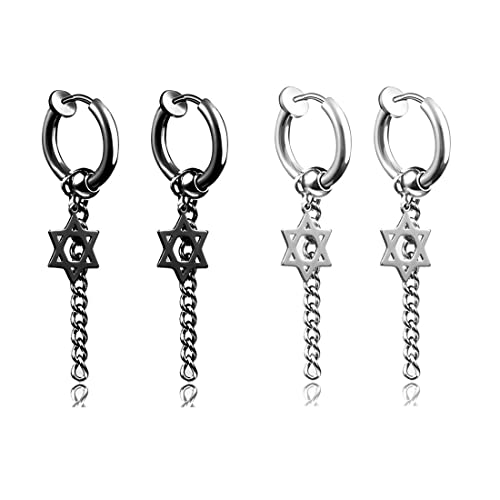 2 Paar Clip Punk Pentagramm Männer Frauen Mädchen männliche Ohrmanschette Non Piercing Ring