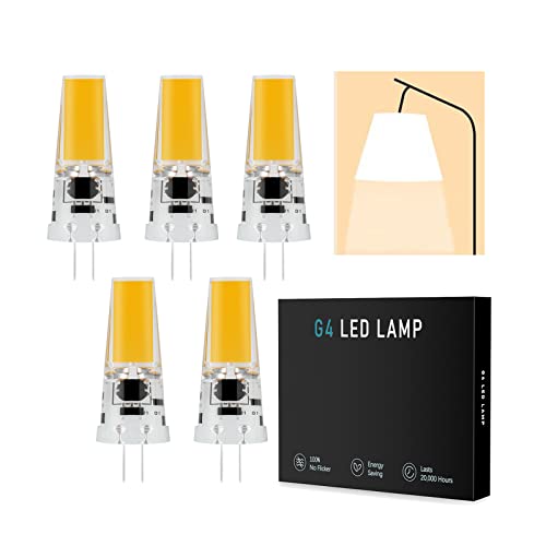 G4 LED Lampe Warmweiß 3000K dimmbare 5W G4 LED Birnen 450LM ersatz g4 Halogen Leuchtmittel 40W Kein Flackern AC DC 12-24V Color Bianco Caldo Size 5 Pack