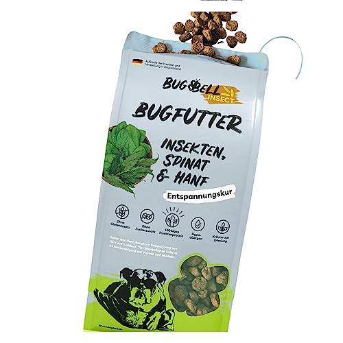 900g BugBell Hundefutter trocken getreidefrei Spinat Hanf Hanf Heilkräuter zur Entspannung verträgliche Insektenproteine 100% bedarfsdeckend hypoallergenes purinarmes Trockenfutter