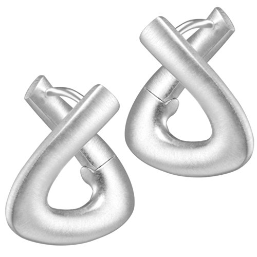 Vinani Klapp-Creolen geschwungen mattiert Sterling Silber 925 Ohrringe CTO
