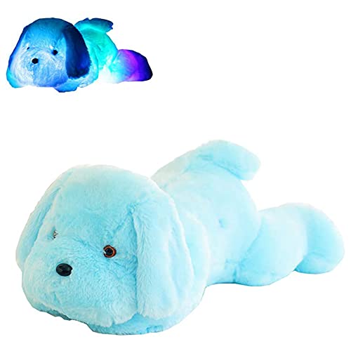 LED Hund Plüschtier Kissen 30cm Niedliche Leuchtende Kissen Stofftier Kuscheltier Tiere Plüschtier Plüsch Kissen Spielzeug Nachtlicht Kinderzimmer Dekokissen Geburtstagsgeschenk für Kinder Erwachsene