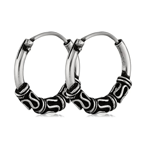 NKlaus Silber Paar 925er Sterlingsilber Ohrringe Keltische Creolen Gothic Celtic Ohrpiercing 14mm 5041