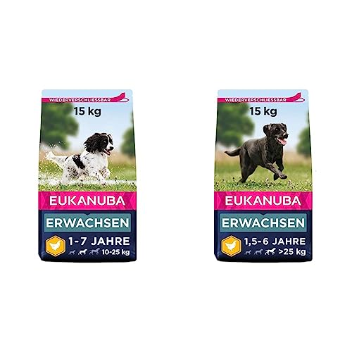 Eukanuba Hundefutter mit frischem Huhn fÃ¼r mittelgroÃŸe Rassen Premium Trockenfutter fÃ¼r ausgewachsene Hunde Hundefutter mit frischem Huhn fÃ¼r groÃŸe Rassen