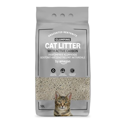 by Amazon Klumpende geruchsneutrale Katzenstreu mit Aktivkohle 10L 1er-Pack