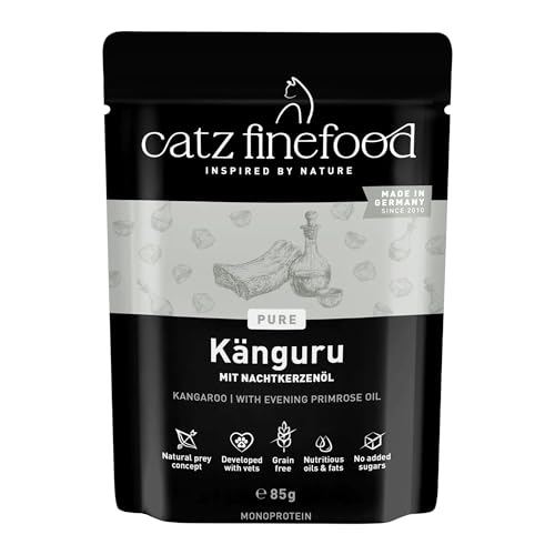 catz finefood Purrrr Känguru Monoprotein Katzenfutter nass N 107 für ernährungssensible Katzen 70% Fleischanteil 16 x 85 g Beutel