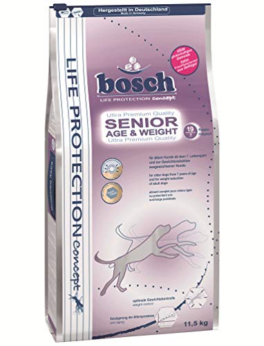 bosch Life Protection Concept Senior Age Weight Hundetrockenfutter für ältere Hunde ab dem 7. Lebensjahr und zur Gewichtsreduktion 1 x 11.5 kg