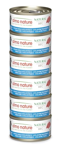 Almo Nature HFC Natural   Nassfutter für ausgewachsene   Atlantischer Thunfisch   Human Grade Glutenfrei Monoprotein   6x 70g
