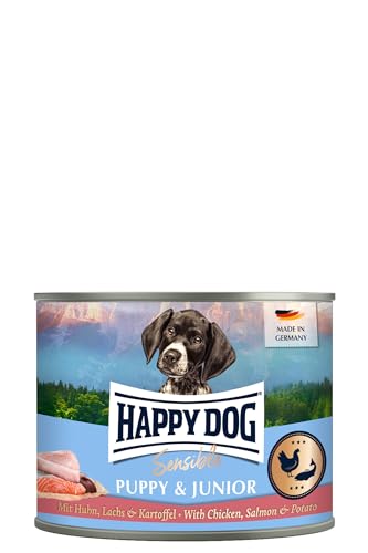 Happy Dog - Sensible Puppy Junior M - Huhn Lachs Kartoffel - Nassfutter 12 x 200 g