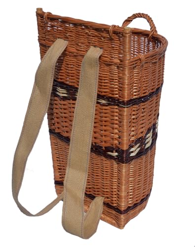 WIKLER Rückentragekorb Kiepe aus Weide mit Gurten handgeflochten lackiert stabiler Erntekorb Holzkorb Gartenkorb Größe L oder XXL europäische Handarbeit WIKLER L Klassikgröße