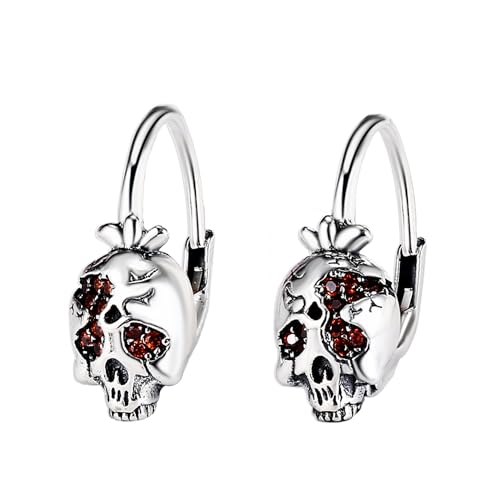 Totenkopf Ohrringe Silber 925 Totenkopf Creolen Ohrringe Granatapfel Totenkopf Gothic Schmuck Damen
