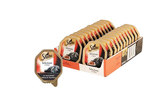 Sheba Auswahl in Sauce Nassfutter für Katzen mit saftigem Rindfleisch Truthahn - 22 Schalen 85 g insgesamt 1870 g