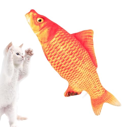 Veeteah Plüschfischkatze Spielzeug Flopping Fisch mit Katzenminze - Realistische Fischform Catnip Doll Cartoon Haustier Kätzchen Unterhaltende Bisszubehör für Hund Welpe kleine Tiere