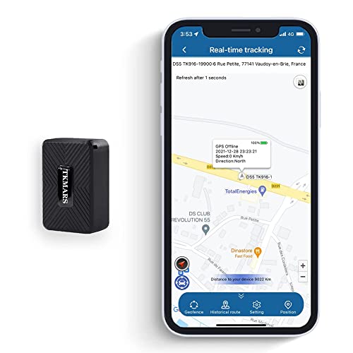 TKMARS Mini-GPS-Tracker tragbar magnetisch Echtzeit-Tracking Tracker-Geräte Anti-Dieb Vibrationsalarm historische Routen Wiedergabe GPS-Locator für Fahrzeuge Katzen Hunde Taschen Kinder
