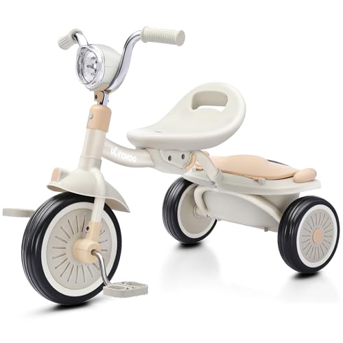 UBRAVOO Baby Lauflern Pedalen Coole Lichter Robuste Räder Bequemer für 1 5 Jährige Mädchen Jungen Weiß