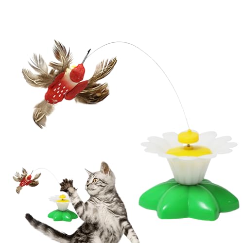 Ylnailky Automatisches Katzenspielzeug Elektrischer Schmetterling Vogel Katzenangel - 360 Drehbarer Stimulierender Teaser Zur Mentalen Stimulation Und Langeweilelinderung Für Katzen Kätzchen Hunde