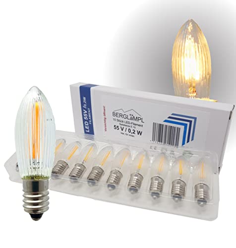 BERGLÃ¤MPL BerglÃ¤mpl10 Stk. LED Filament von 55V 0 2W E10 Ersatz-LÃ¤mpchen fÃ¼r LichtbÃ¶gen mit 4-5 Brennstellen