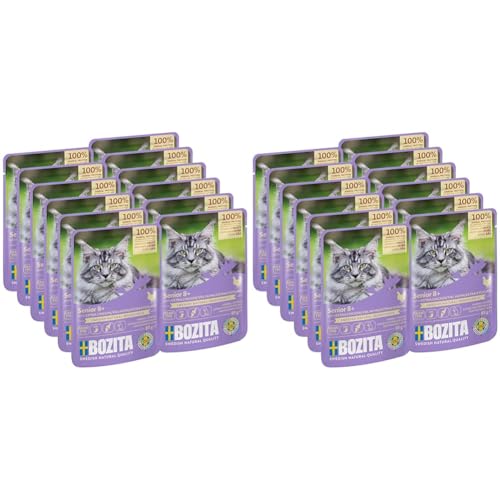 Bozita Nassfutter Senior 8 viel Huhn Häppchen in Sauce im Portionsbeutel 12x85g Getreidefreie Katzenfutter Nassfuttter Packung mit 2