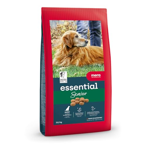 MERA Essential Senior Hundefutter Trocken 2kg Hunde Trockenfutter für ältere Hunde Aller Rassen Größen Omega-3 und Omega-6 für Haut glänzendes Fell Dry Dog Food
