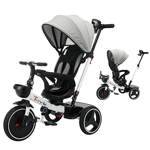 UBRAVOO Baby 6 in 1 Baby Push Bike Lenk Kinderwagen lernendes Kleinkind Fahrrad abnehmbare Leitplanke verstellbares Verdeck Sicherheitsgurt StoÃŸdÃ¤mpfungsdesign