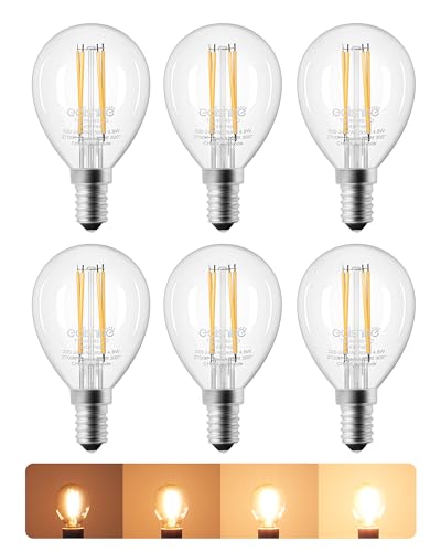 EDISHINE E14 LED-Lampe 2700K Warmweiß 420LM P45 dimmbare Glühbirne 4 8W entspricht 50W Tropfenform Filament LED-Leuchtmittel für Pendelleuchte und Wandlampe 6er-Pack