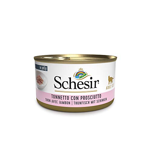 Schesir Cat Jelly Thunfisch mit Schinken Katzenfutter nass in Gelee 24 Dosen x 85 g