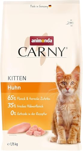animonda Carny Kitten Huhn 1 75 kg Kitten Trockenfutter für wachsende Kätzchen Katzenfutter ohne Getreide und Zucker Katzentrockenfutter mit 65 % Fleisch und tierischen Zutaten