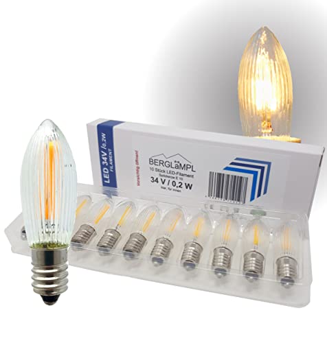 Berglicht 10 Stk. Filament 34V 0 2W E10 Ersatz Lämpchen für Lichtbögen mit 7 Brennstellen