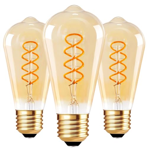 Vintage E27 LED Edison Glühbirne 4W Retro Spirale Filament Glühbirne Ersatz für 40W 2200K Warmweiss Für Dekorative Kronleuchter Ideal zu Gestaltungselement für Retro Entspannungsbereiche 350lm 3Stück