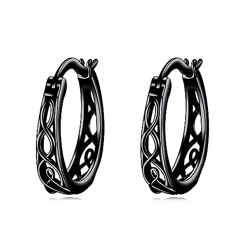 Creolen mit keltischem Knoten Sterlingsilber Huggie-Ohrringe irischer Schmuck für Damen Keltischer Knoten-Black