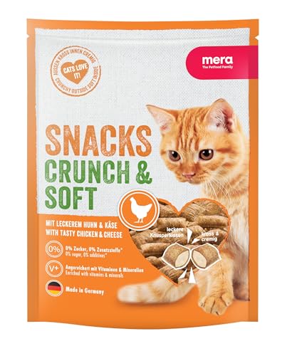 MERA Crunch Soft mit Huhn Käse 200g köstliche Katzen Leckerlies nahrhafte Katzensnacks voller Vitamine und Mineralien Katzenleckerlis mit cremiger Füllung