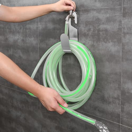 URPIZY Schlauchhalter Wandmontage aus Edelstahl robuster Gartenschlauchhalter zur Aufbewahrung von Wasserschläuchen wetterfestes Metall Haken Design für Garten oder Terrasse platzspare