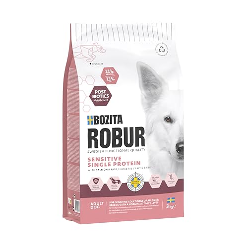  ROBUR Adult Sensitive Single Protein Lachs 3kg Trockenfutter mit hoher Akzeptanz Postbiotika nur Lachs als tierische Proteinquelle