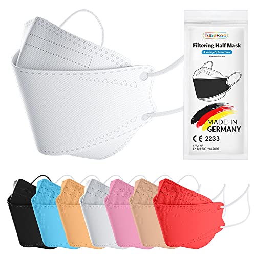 TubeRoo FFP2 Maske weiß Fischform 10 Stück Masken Made in Germany Versand aus Deutschland weiche Ohrschlaufen Bänder Atemschutzmaske