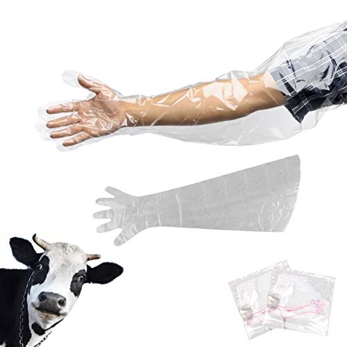 YouU 10 Stück Langarm Reinigungshandschuhe Untersuchung Künstliche Besamungshandschuhe Einweghandschuhe Weich Kunststoff Folie Handschuhe Weiß 86 4 cm