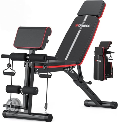 Verstellbare Hantelbank für Heimtrainingsstudio 350kg Hantelbank Klappbar mit Beinverlängerung Prediger-Curl-Pad Neig- und Fallbank Trainingsbank für zuhause