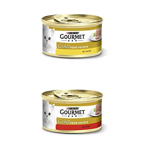 PURINA GOURMET Gold Feine Pastete Katzenfutter nass Huhn Rind 24er Mix-Pack 2 x 12 x 85g