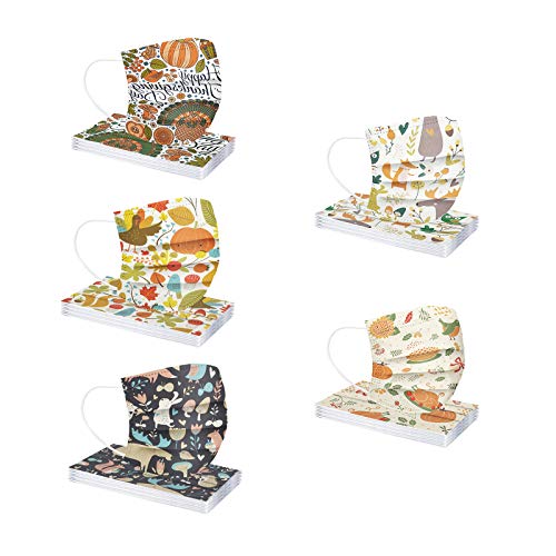 50 Stück Erwachsene Mundschutz Einweg 3-lagig Cartoon Motiv Bunt 3D Druck Multifunktionstuch Bandana Atmungsaktiv Mund-Tuch Halstuch Schals Staubdicht Atmungsaktiv für Herren Damen