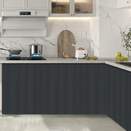 Vorhang für Unterspüle Küche Badezimmer staubdicht Regalabdeckung für Schränke Schränke Schuhregale selbstklebende Gleitstangen Dunkelgrau B cmx H 70
