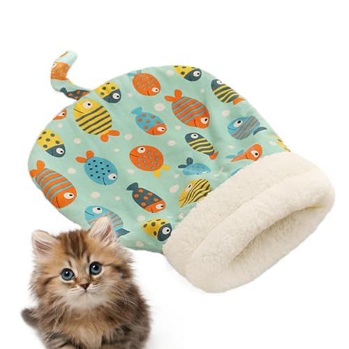 Nuhjytgf Gemütlicher Katzenschlafsack warmer Katzenschlafsack Haustier-Kuschelsack Katzenbett Winter-Katzenhaus für Indoor-Katzen Katzennest Bett waschbar