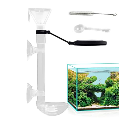 Dtaigou Aquarium Fischfutterautomat Fisch-Futterrohr Mit Saugnapf Klarsicht Teleskop Saugnapf Futterdispenser Für Urlaub Garnelenteich Fütterung Schildkröten Zuhause